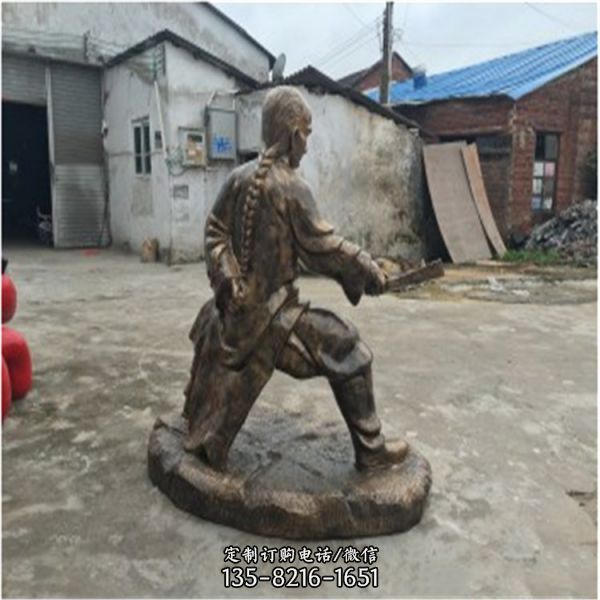 景區(qū)公園擺放玻璃鋼仿銅功夫人像雕塑（1）
