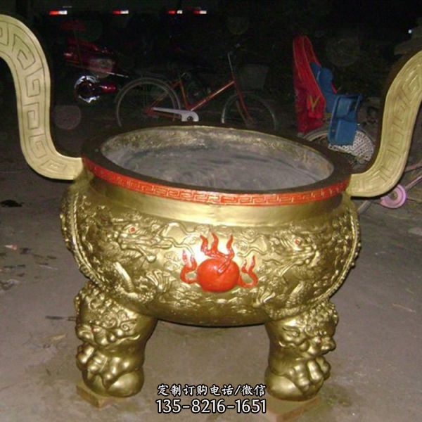 寺廟大型不銹鋼銅雕香爐雕塑（5）