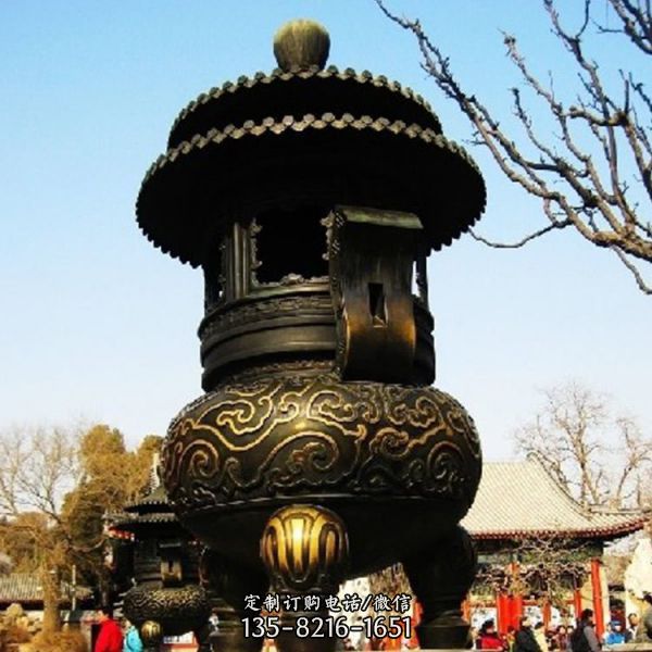 寺廟大型不銹鋼銅雕香爐雕塑（4）