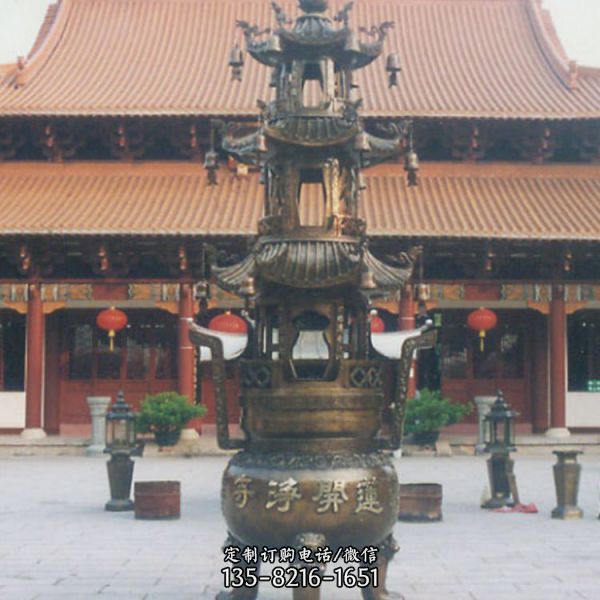 寺廟大型不銹鋼銅雕香爐雕塑（3）