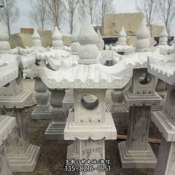 景區寺廟擺放大理石雕刻石燈籠石塔