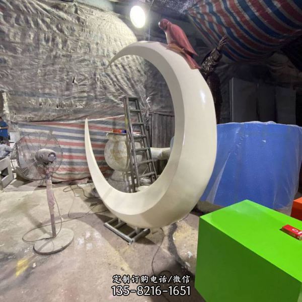 公園玻璃鋼藝術抽象月亮雕像小品擺件（5）