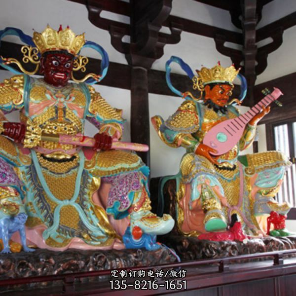 寺廟大型玻璃鋼彩繪神佛四大天王雕塑（1）