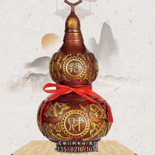 銅雕打造創意鎮宅噴漆創意葫蘆雕塑（5）