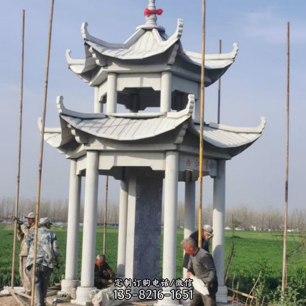 別墅小區戶外多層歐式六角涼亭雕塑（2）