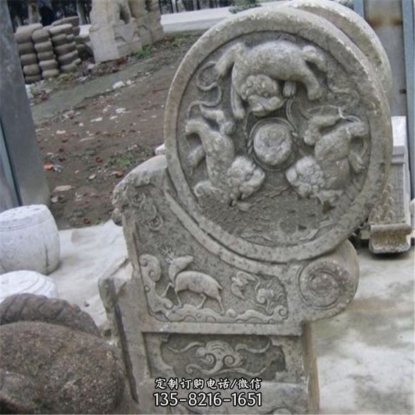 家用仿古門口擺件漢白玉抱鼓石雕塑（1）