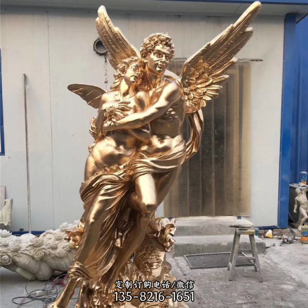 戶外園林廣場玻璃鋼噴金烤漆西方天使雕塑