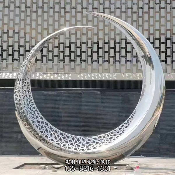 戶外廣場(chǎng)不銹鋼鏡面鏤空創(chuàng)意圓環(huán)雕塑