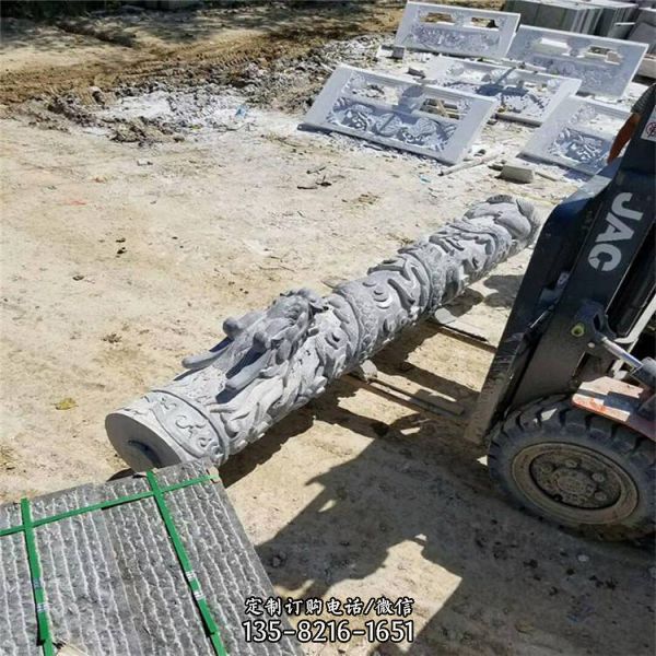 石雕建筑廣場(chǎng)文化柱花崗巖石龍柱雕塑（2）