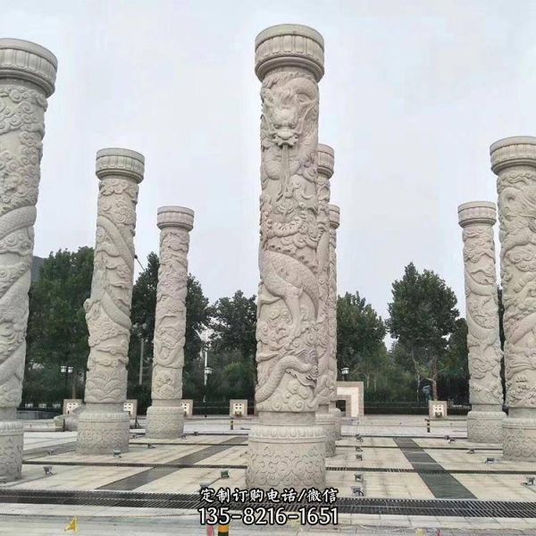 石雕建筑廣場(chǎng)文化柱花崗巖石龍柱雕塑（1）