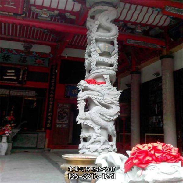 石雕建筑廣場(chǎng)文化柱花崗巖石龍柱雕塑（4）