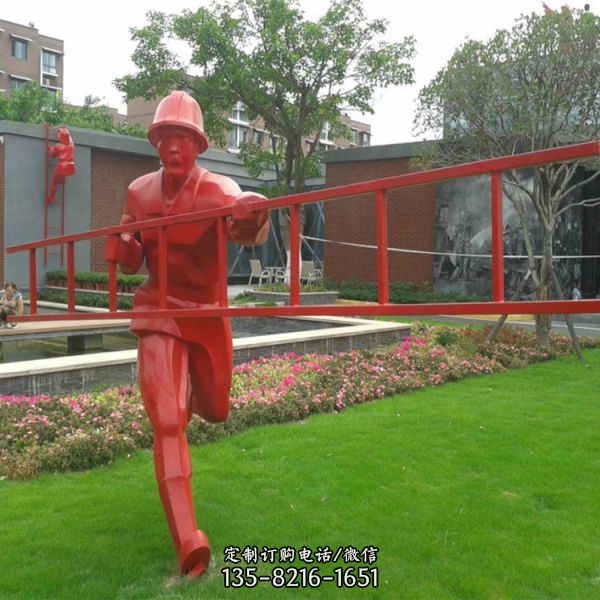 玻璃鋼創意消防人物景觀擺件