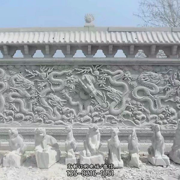 寺廟園林石雕創意大型戶外照壁雕塑（1）