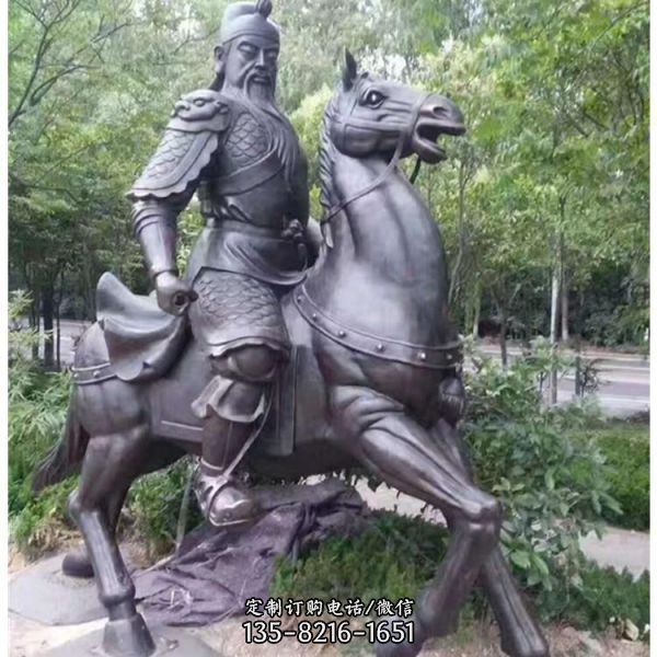 玻璃鋼仿銅寺廟家用戶外大型拿刀的關公雕塑（1）
