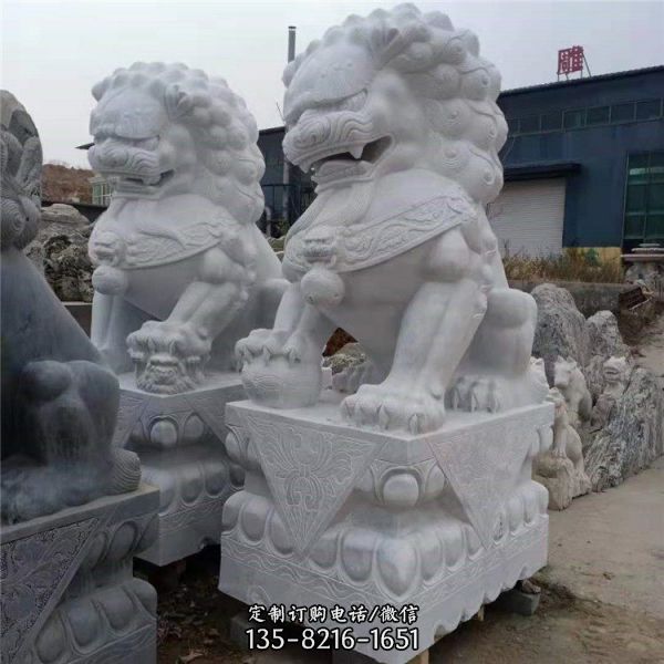 石雕園林庭院門口大型石材獅子雕塑（3）