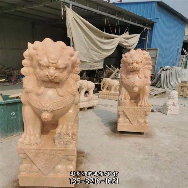 石雕園林庭院門口大型石材獅子雕塑（2）