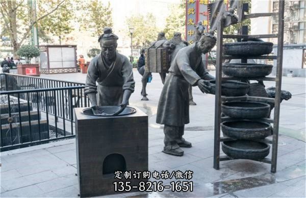 景區(qū)玻璃鋼仿銅茶文化民俗人物小品雕塑（3）
