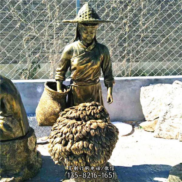 景區(qū)玻璃鋼仿銅茶文化民俗人物小品雕塑（1）