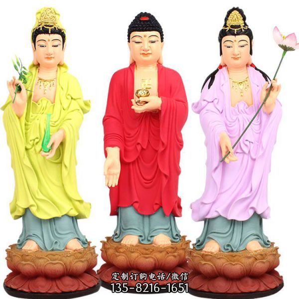 寺廟玻璃鋼彩繪大型西方三圣雕塑（4）