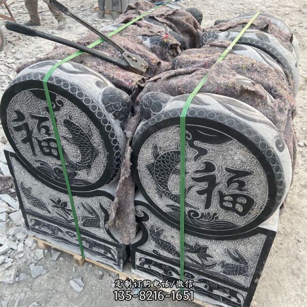 青石石雕別墅門口門墩 仿古抱鼓石雕塑（5）