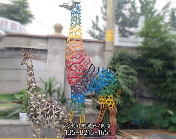 不銹鋼長頸鹿金屬動物景觀裝飾擺件（2）