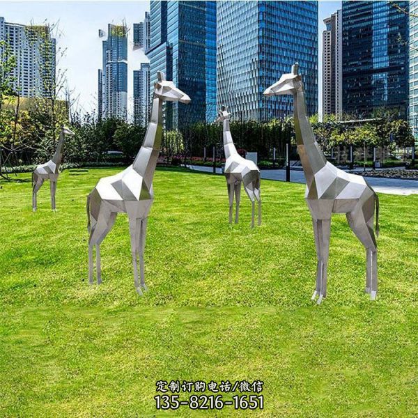 不銹鋼長頸鹿金屬動物景觀裝飾擺件（3）