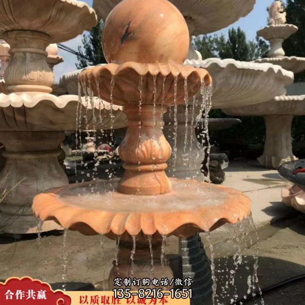 景觀歐式流水泉擺件公園花崗巖石雕噴泉雕塑（3）