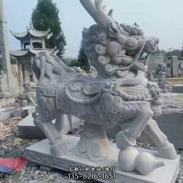 園林景觀石雕大型庭院別墅門口麒麟雕塑（2）