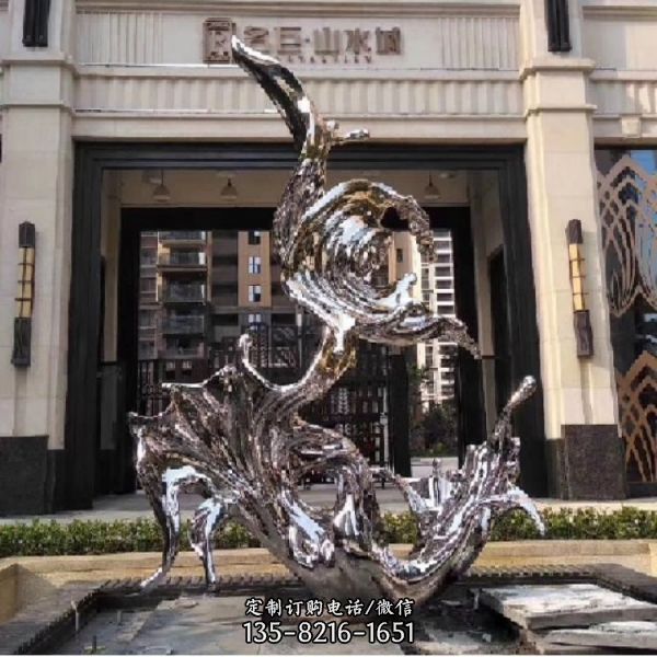 海浪浪花不銹鋼戶外 園林景觀雕塑擺件（4）