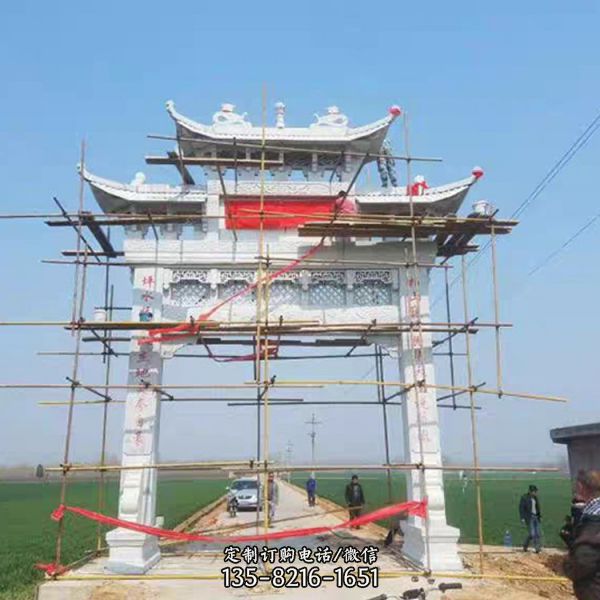 鄉鎮街道村口大型石雕牌坊雕塑（4）