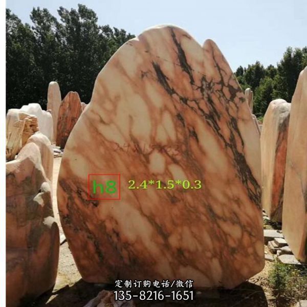 植物園小區擺放天然大理石景觀石擺件（1）