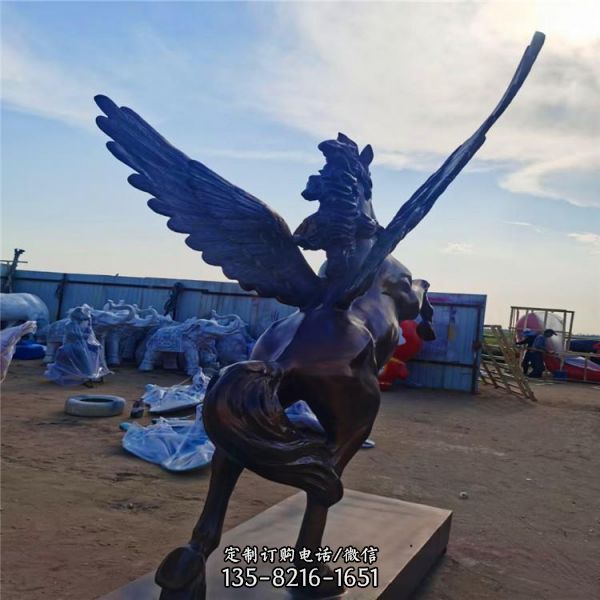 步行街商業街玻璃鋼仿銅戶外大型飛馬雕塑（1）
