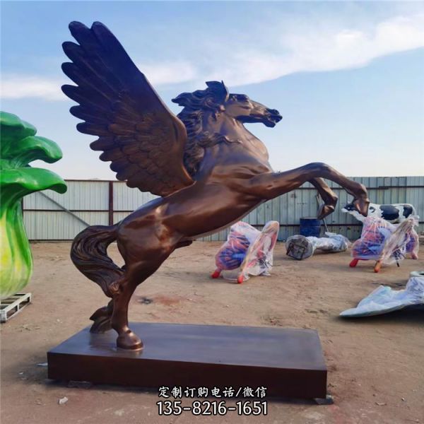 步行街商業街玻璃鋼仿銅戶外大型飛馬雕塑（3）