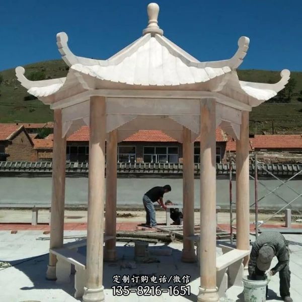 戶外花園中式六角涼亭雕塑（2）