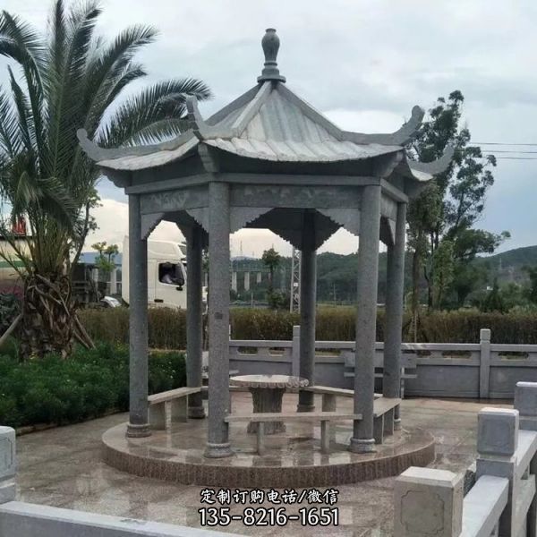 戶外花園中式六角涼亭雕塑（3）