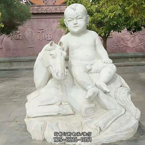 現代簡約公園漢白玉石雕小孩孩童人物雕塑（2）
