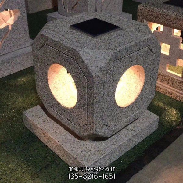公園路邊石雕中式石燈雕塑（3）
