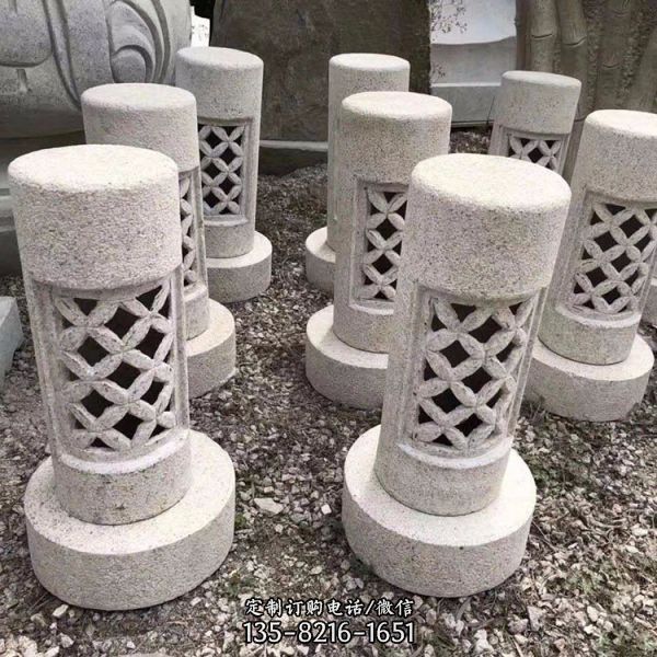 公園路邊石雕中式石燈雕塑（2）