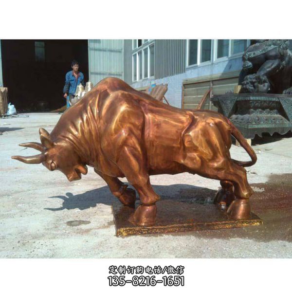 動物城市景觀  玻璃鋼仿銅噴漆耕牛雕塑（3）