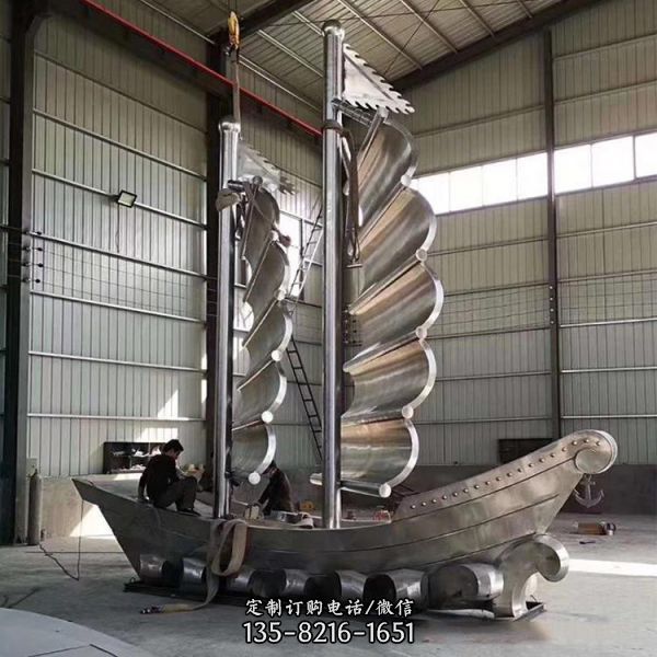不銹鋼大型戶外園林景觀帆船雕塑