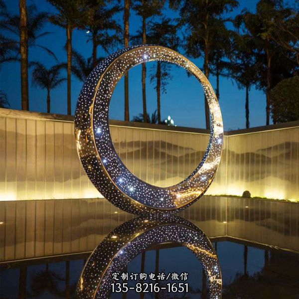不銹鋼戶外酒店鏤空創意圓環雕塑（4）