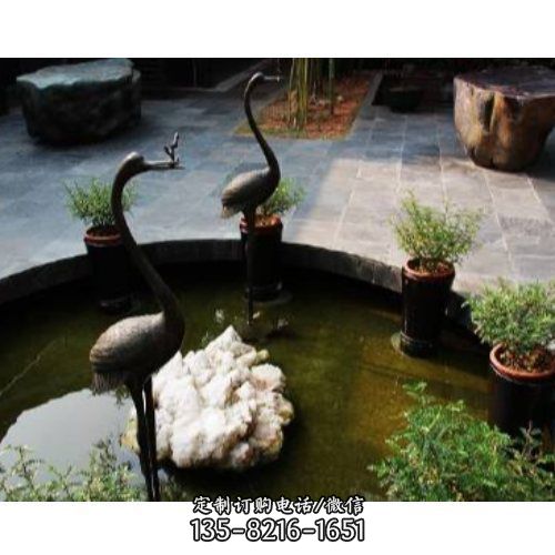 公園 景區(qū)不銹鋼仿銅戶外抽象景觀仙鶴雕塑（1）