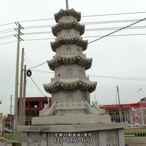 景區(qū)寺廟擺放大理石雕刻多層佛塔（3）