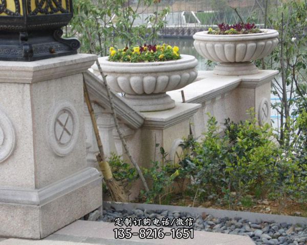 公園小區(qū)歐式花盆庭院景觀石雕砂巖花缽雕塑（2）