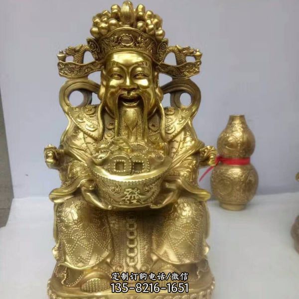 鑄銅文財神比干銅像 銅財神佛像家居擺件（3）