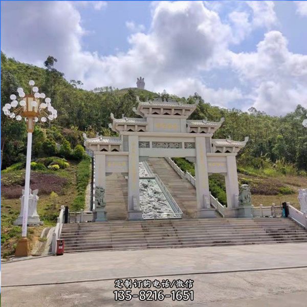 村口大型創意大理石石雕牌坊雕塑（1）