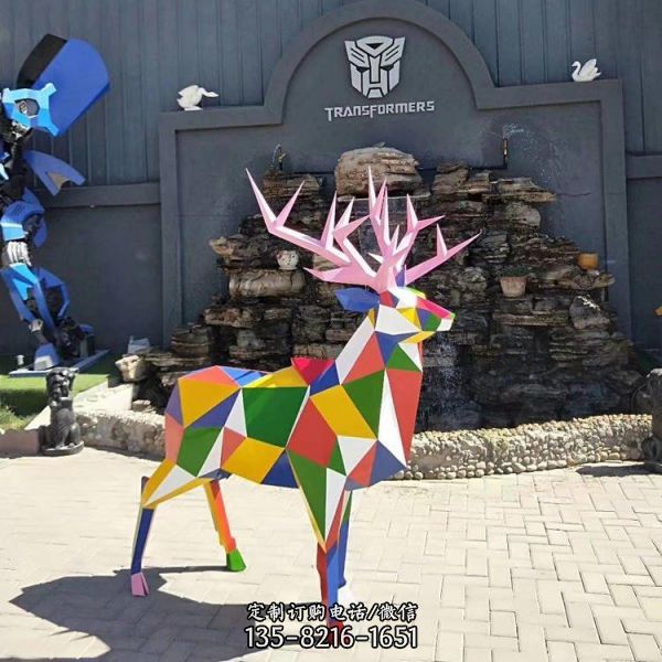不銹鋼樹枝梅花鹿創意抽象小鹿雕塑擺件（2）
