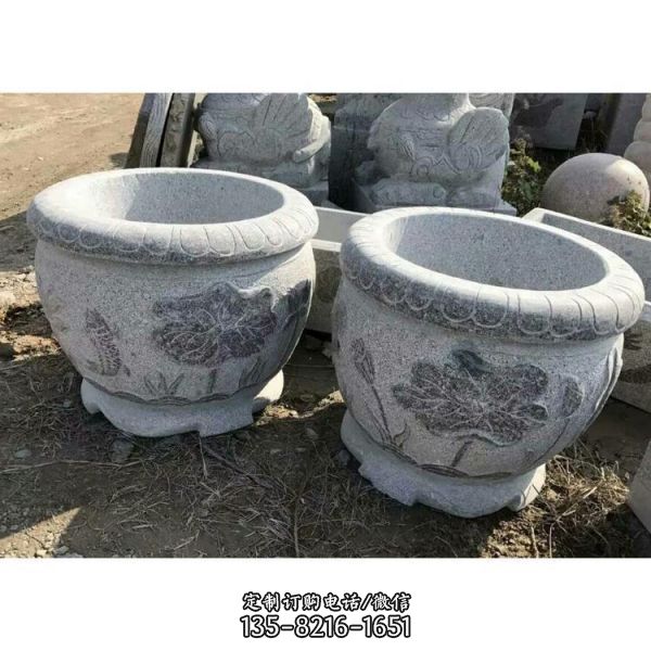 庭院別墅青石雕刻蓮花魚缸雕塑（4）