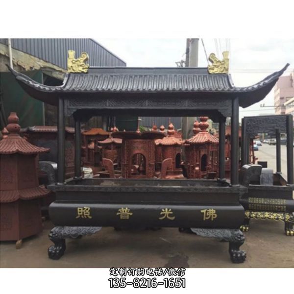 大型寺廟祈福納福仿古中式香爐雕塑（3）