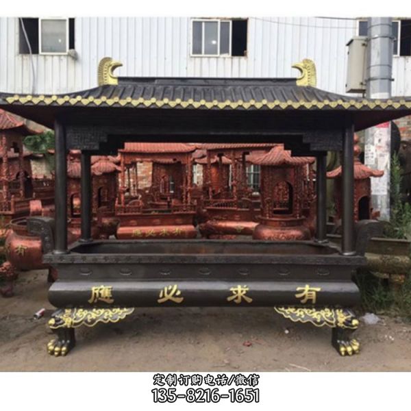 大型寺廟祈福納福仿古中式香爐雕塑（1）